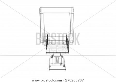 Dock Leveler Concept. Vector Rendering Of 3d. Wire-frame Style. The Layers Of Visible And Invisible 