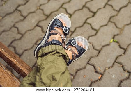 Childrens Orthopedic Shoes On The Boys Feet