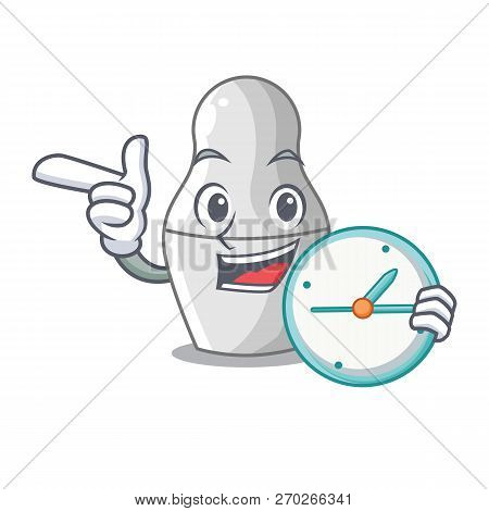 With Clock Unpainted Nested Russian Dolls On Cartoon