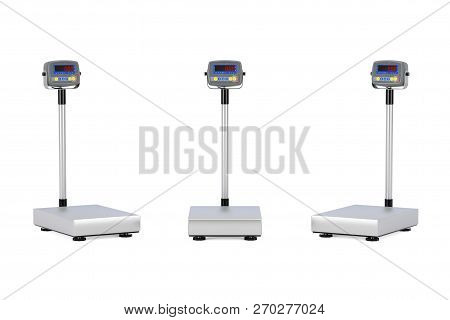 Warehouse Digital Cargo Scales On A White Background. 3d Rendering