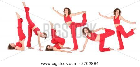 Yoga Woman-Trainingsgruppe von sechs. Nahtlose links nach rechts