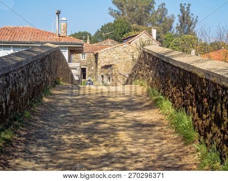 Medieval Bridge Over The Furelos River - Furelos, Galicia, Spain