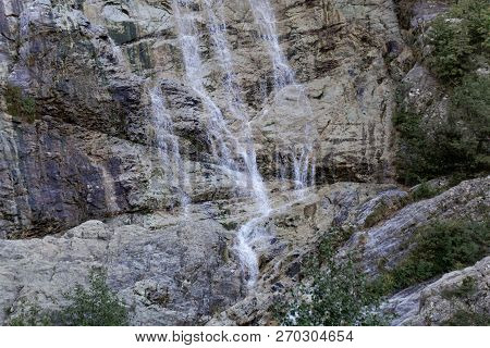 The Waterfall Cascade Du Voile De La Mariee In Corsica, France.