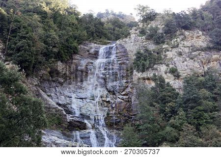The Waterfall Cascade Du Voile De La Mariee In Corsica, France.