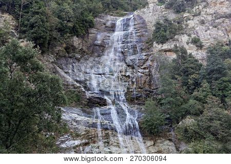 The Waterfall Cascade Du Voile De La Mariee In Corsica, France.