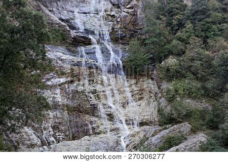 The Waterfall Cascade Du Voile De La Mariee In Corsica, France.