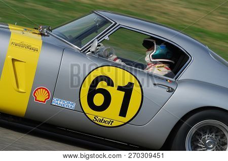 Mugello, It, November, 2007: Unknown Run With Old 1960s Ferrari 250 At Mugello Circuit In Italy Duri