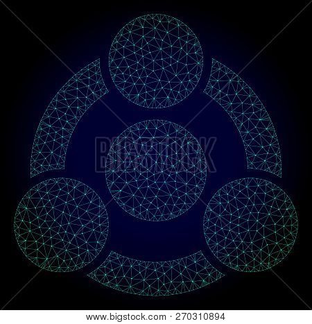 Mesh Collaboration Polygonal Illustration. Abstract Mesh Lines, Triangles And Points On Dark Backgro