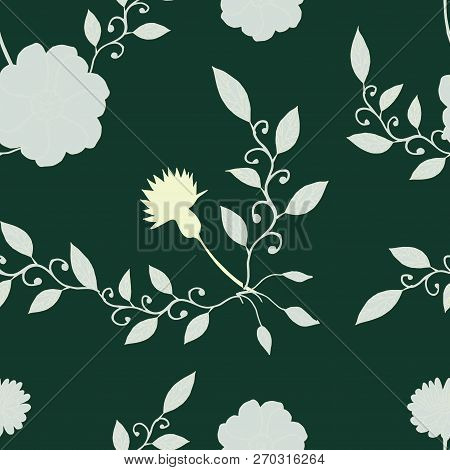 Seamless Pattern With Wild Flowers In The Style Of The Doodle
