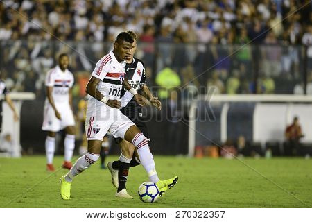 Rio, Brazil - November 22, 2018: Robert Arboleda Player In Match Between Vasco And Sao Paulo By The 