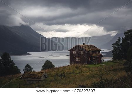 Small Settlement Above Gjevilvatnet Lake In Trollheimen Mountains, Norway.