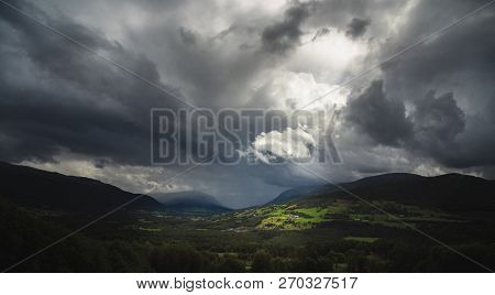 Heavy Stormy Sky Over Dovre Mountains, Norway.