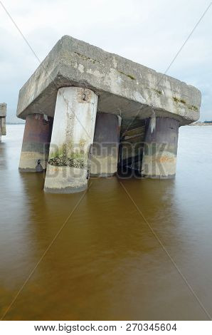 Old Concrete Pier.it Falls Apart From Time.