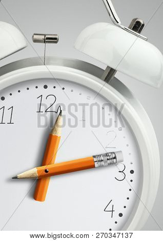 Time Concept, Clock With Pencil Clock Hand, Close-up