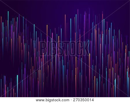 Glowing Lines Falling Abstract Big Data Concept Tech Vector Background. Digital Geometric Blue Lines