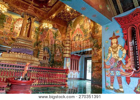 Chiang Mai, Thailand - July 2, 2018: The Inside Of The City Pillar Shrine At Chiang Mai Called Intha