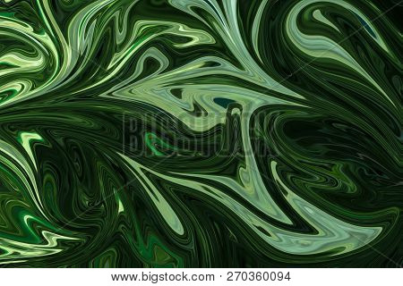 Liquify Abstract Pattern With Darkgreen, Forestgreen And Olivedrab Graphics Color Art Form. Digital 