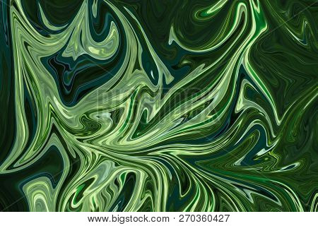 Liquify Abstract Pattern With Darkgreen, Forestgreen And Olivedrab Graphics Color Art Form. Digital 