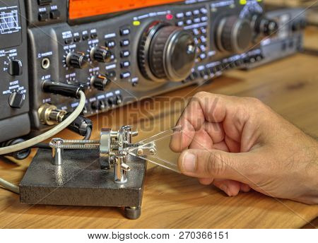 Modern High Frequency Radio Amateur Transceiver Closeup