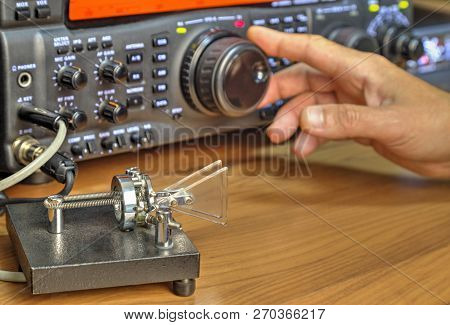 Modern High Frequency Radio Amateur Transceiver Closeup
