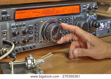 Modern High Frequency Radio Amateur Transceiver Closeup
