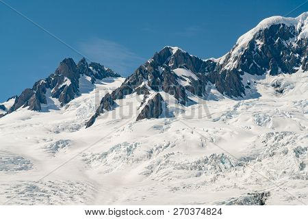 Black Rock Mountain With Snow Covered, New Zealand Natural Landscape Background