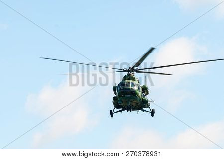 Tyumen, Russia - August 4, 2017: International Army Games. Engineering Formula Contest. Military Hel