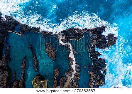 Volcanic Lava Swimming Pool At Porto Moniz, Madeira Island, Portugal
