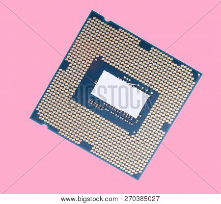 Central Processor Unit Isolated On Pink Background At Dry Sunny Day