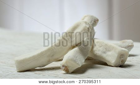 Rose Turkish Delight Rahat Lucum, Candy On A White Wooden Background