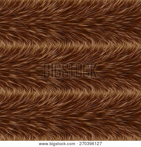 Seamless Of Beige Vector Furry Pattern. Fluffy Background. Safari Backdrop