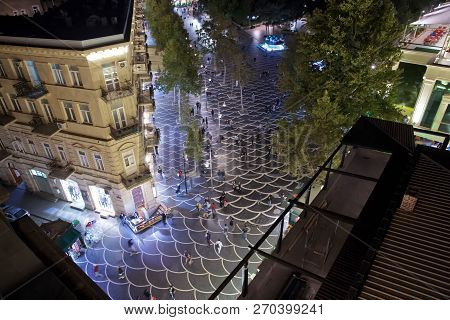 Nizami Street Is A Large Pedestrian And Shopping Street In Downtown Baku, Azerbaijan, Named After Cl