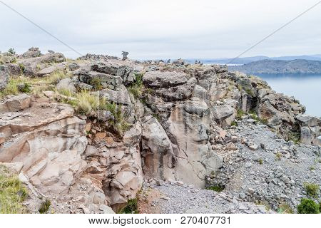 Rocks On Pachatata Hill On Amantani Island In Titicaca Lake, Peru
