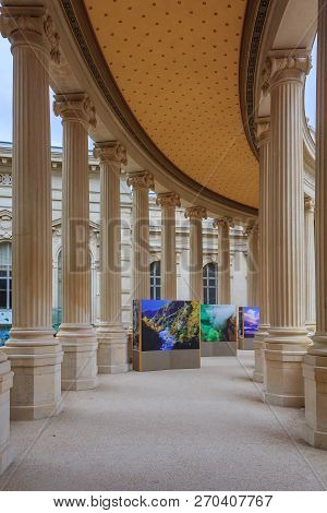 Marseille, France - October 19, 2013: Classic Roman Style Colonnade At The Palais Longchamp