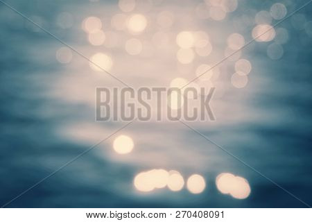 Sunset Time Over Blue Orange Black Sea Background