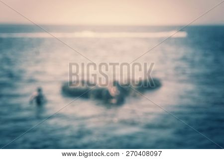 Sunset Time Over Blue Orange Black Sea Background