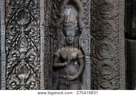 Ta Prohm Angkor Wat Cambodia. The Ancient Temple Of Ta Prohm At Angkor Wat, Cambodia Where Roots Of 