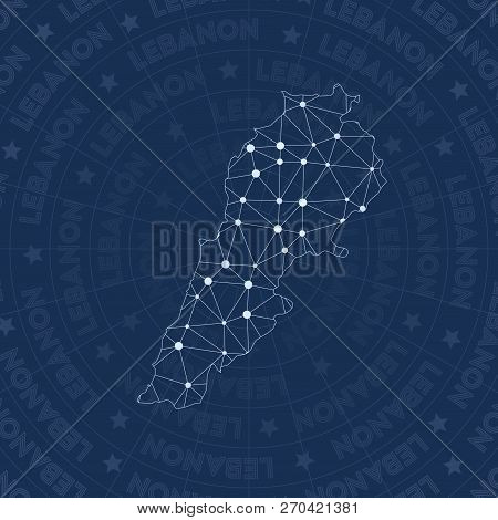 Lebanon Network, Constellation Style Country Map. Pleasing Space Style, Modern Design. Lebanon Netwo