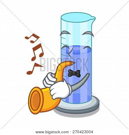 With Trumpet Graduated Shaped Cylinder Isolated On Cartoon