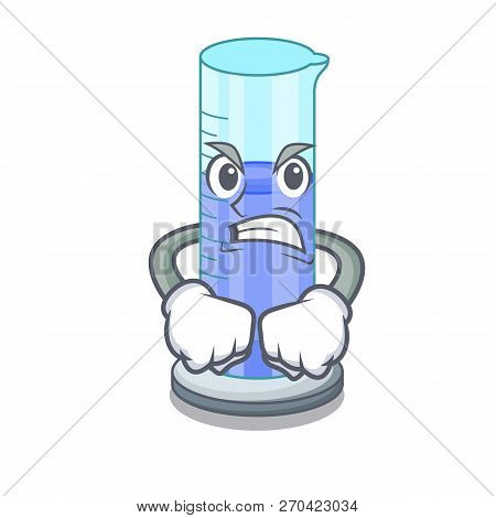 Angry Graduated Shaped Cylinder Isolated On Cartoon