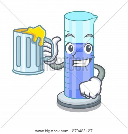 With Juice Graduated Shaped Cylinder Isolated On Cartoon