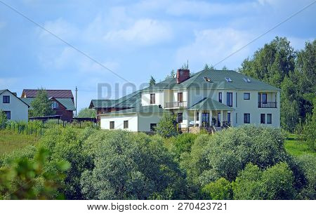 Kaluga Region, Russia - July, 2016: Modern Cottage In The Countryside