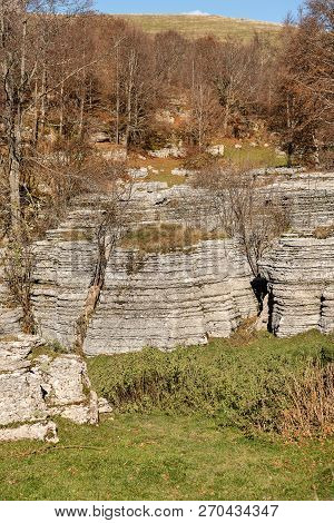 Limestone Monoliths - Unusual Karst Erosion Formations In The Regional Natural Park Of Lessinia (val