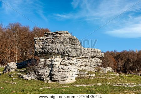 Limestone Monoliths - Unusual Karst Erosion Formations In The Regional Natural Park Of Lessinia (val