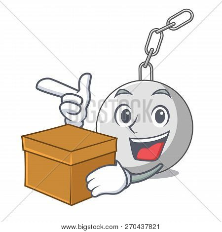 With Box Wrecking Ball Hanging From Chain Cartoon