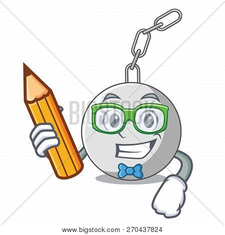 Student Wrecking Ball Hanging From Chain Cartoon