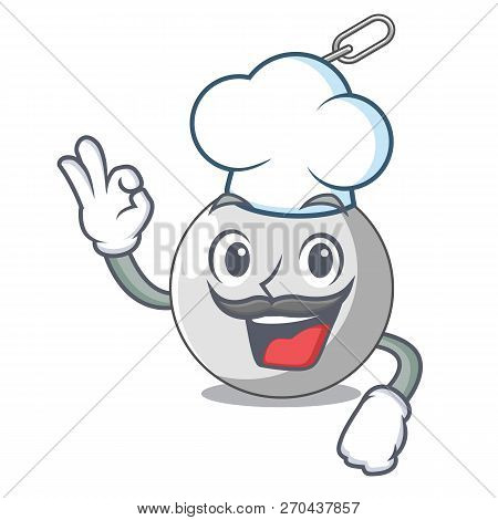 Chef Wrecking Ball Hanging From Chain Cartoon