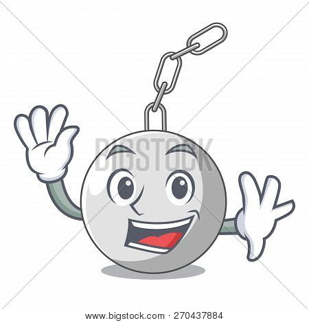 Waving Wrecking Ball Hanging From Chain Cartoon