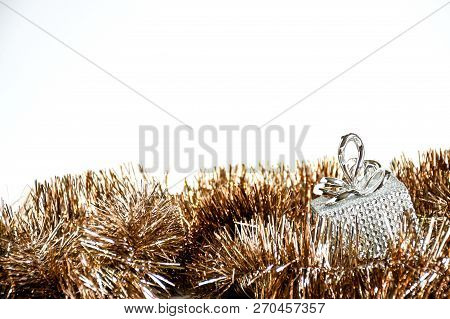 Close Up Decoration Christmas On Isolated White Background, Ornaments Nature Decor Object, Idea Back