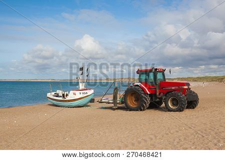 Klitmoller, Denmark-august 15,2018: The Boats On The Beach In Klitmoller.cold Hawaii Klitmoller Is F